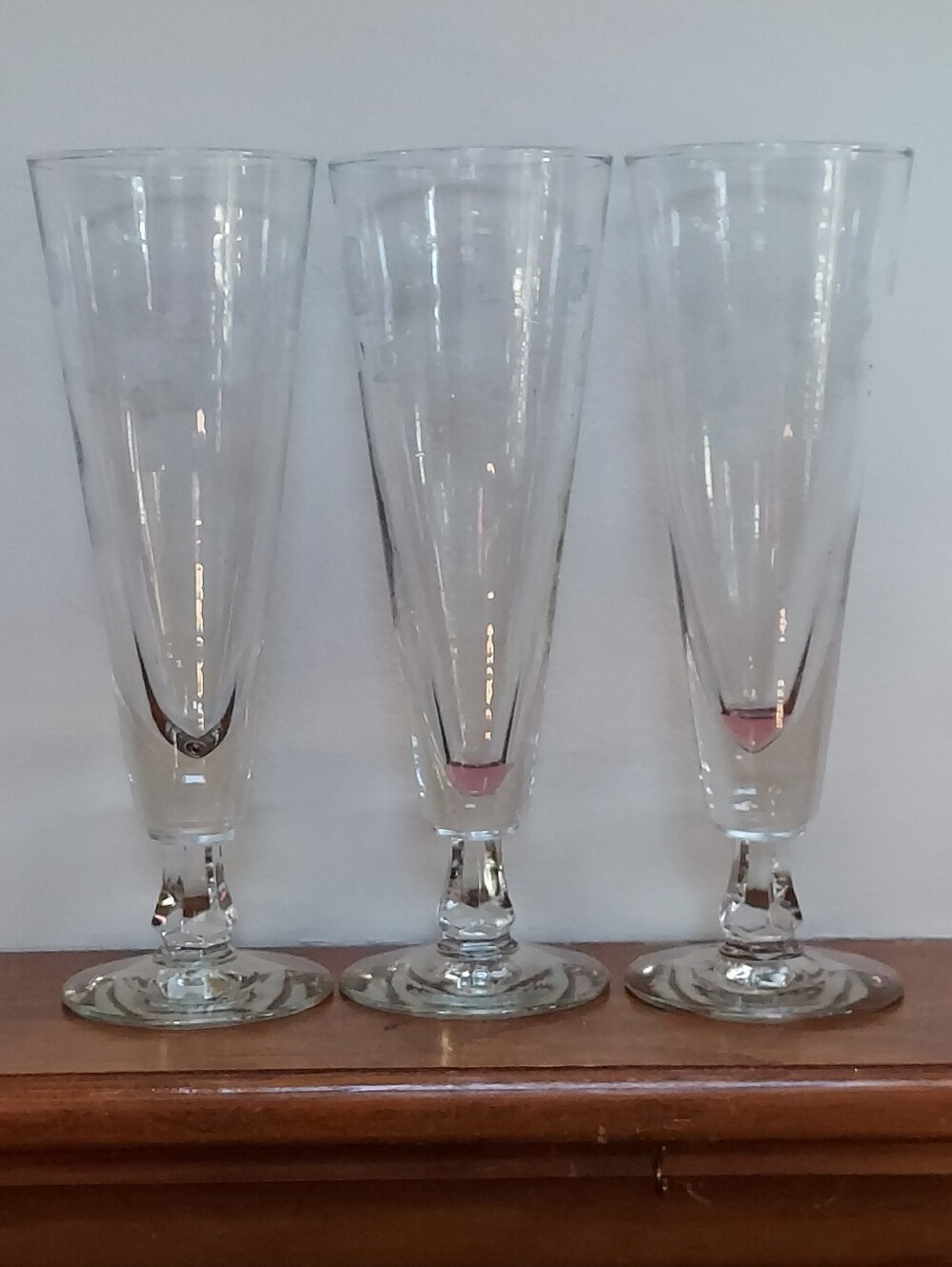 Pilsner Glasses with Etched Telephones